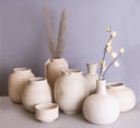 Paper Mache Gourd Vase Natural White -  H: 10" x D: 9"