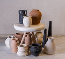 Paper Mache Vase Natural White Dia 9.06”