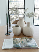 Curation #6 (5 items - Paper Mache Vases (1 Gourd, 2 Dia) and Candlesticks (Lg & Sm)