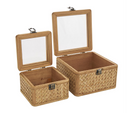 Handmade Woven Rattan Decorative Box, Set of 2